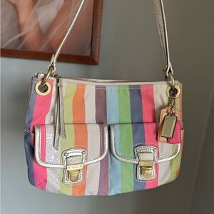Coach Poppy Legacy Multicolor Stripe Shoulder Bag